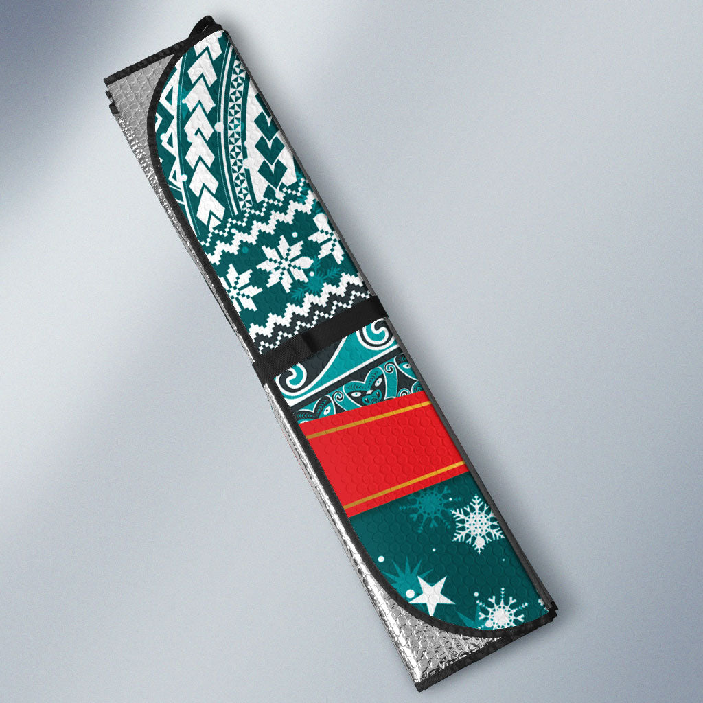 New Zealand Tui Bird Christmas Auto Sun Shade Maori Inspired Knitted Patterns LT9 - Polynesian Pride