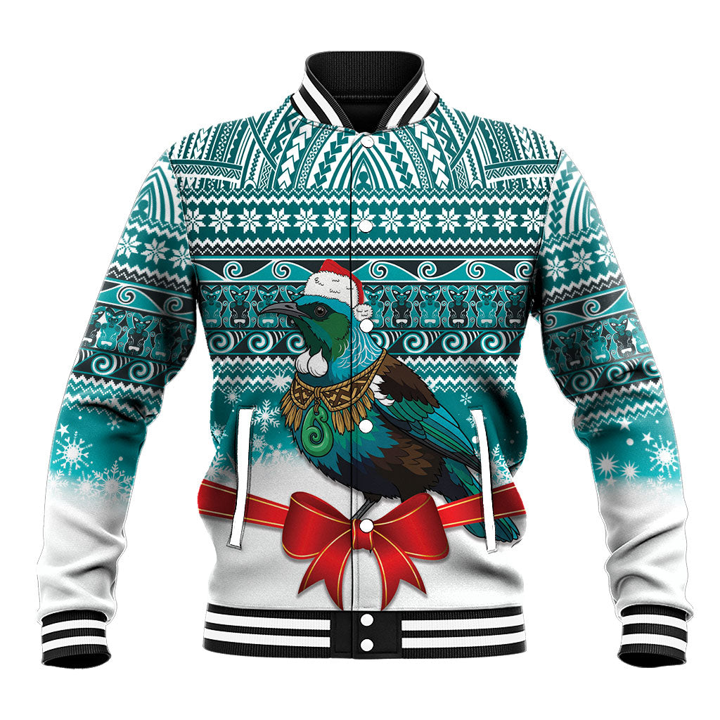 New Zealand Tui Bird Christmas Baseball Jacket Maori Inspired Knitted Patterns