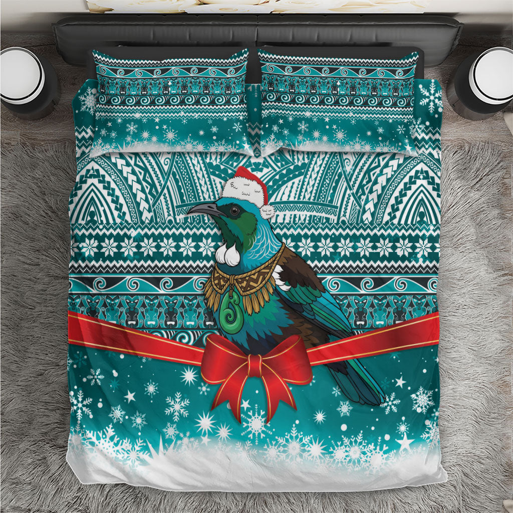 New Zealand Tui Bird Christmas Bedding Set Maori Inspired Knitted Patterns