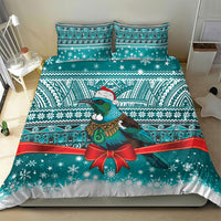 New Zealand Tui Bird Christmas Bedding Set Maori Inspired Knitted Patterns LT9 - Polynesian Pride