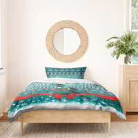 New Zealand Tui Bird Christmas Bedding Set Maori Inspired Knitted Patterns LT9 - Polynesian Pride