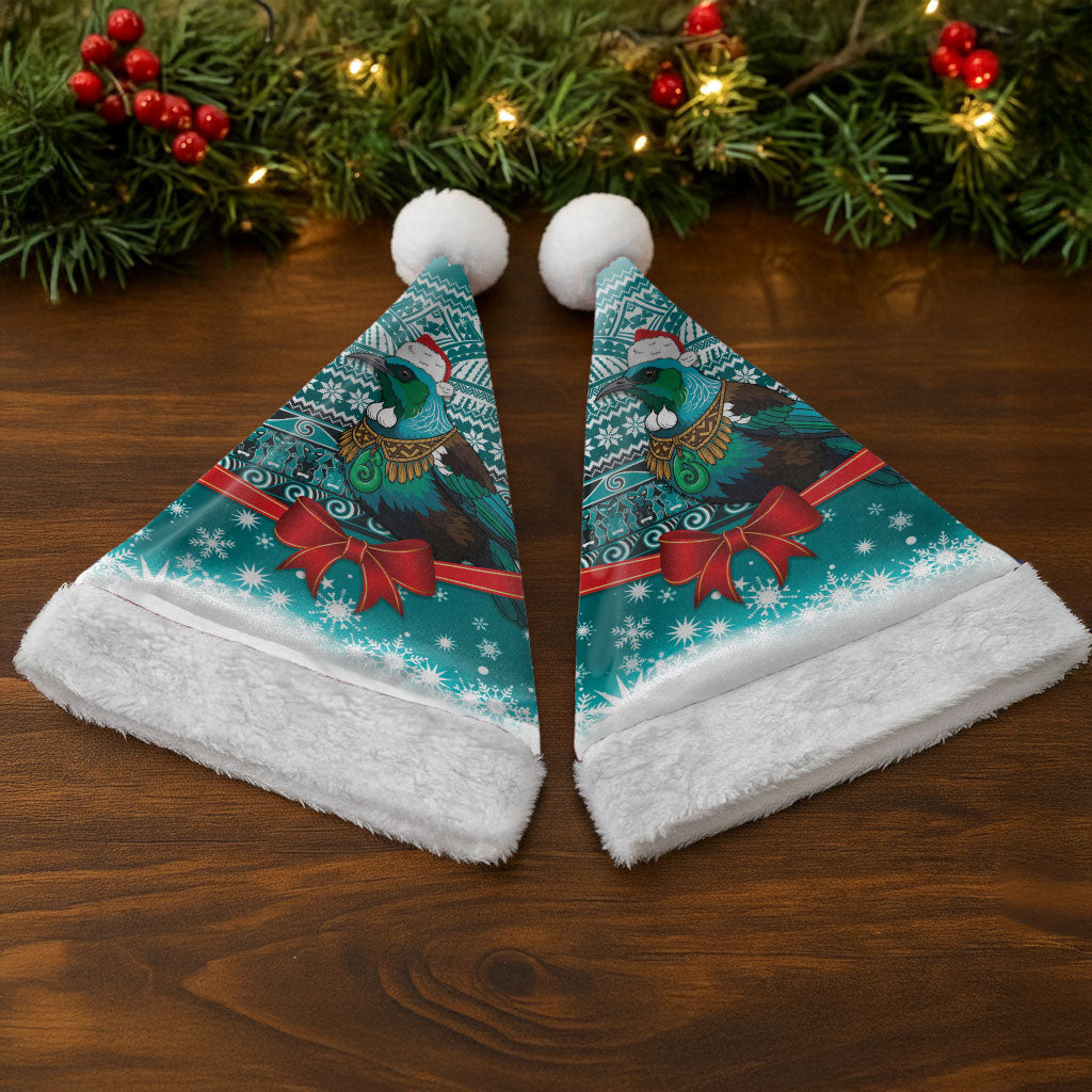 New Zealand Tui Bird Christmas Santa Hat Maori Inspired Knitted Patterns LT9 - Polynesian Pride