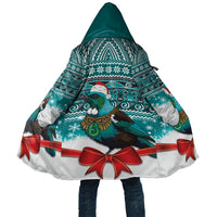 New Zealand Tui Bird Christmas Cloak Maori Inspired Knitted Patterns LT9 Unisex Turquoise - Polynesian Pride