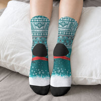 New Zealand Tui Bird Christmas Crew Socks Maori Inspired Knitted Patterns LT9 - Polynesian Pride