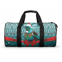 New Zealand Tui Bird Christmas Duffle Bag Maori Inspired Knitted Patterns LT9 One size Turquoise - Polynesian Pride