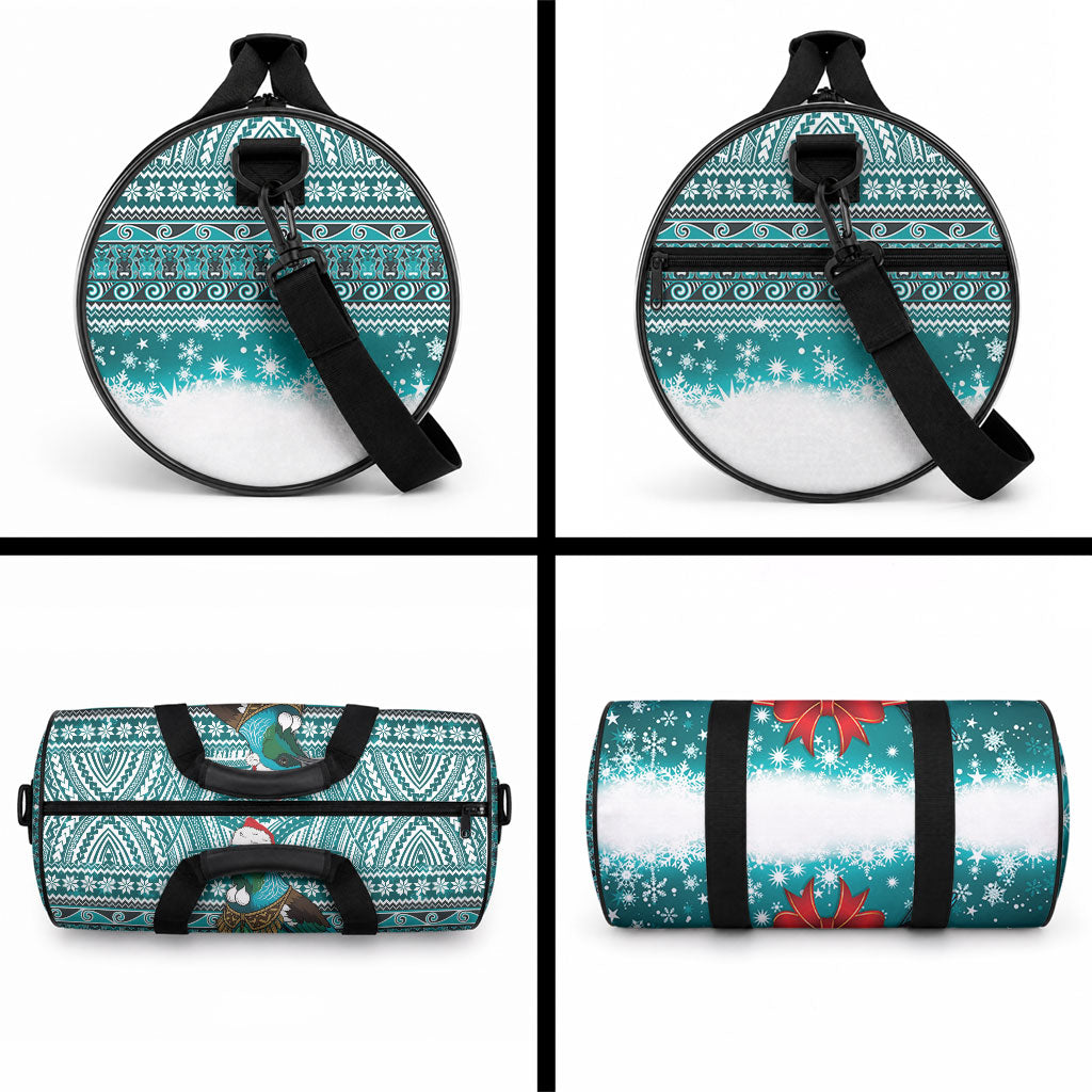New Zealand Tui Bird Christmas Duffle Bag Maori Inspired Knitted Patterns LT9 - Polynesian Pride