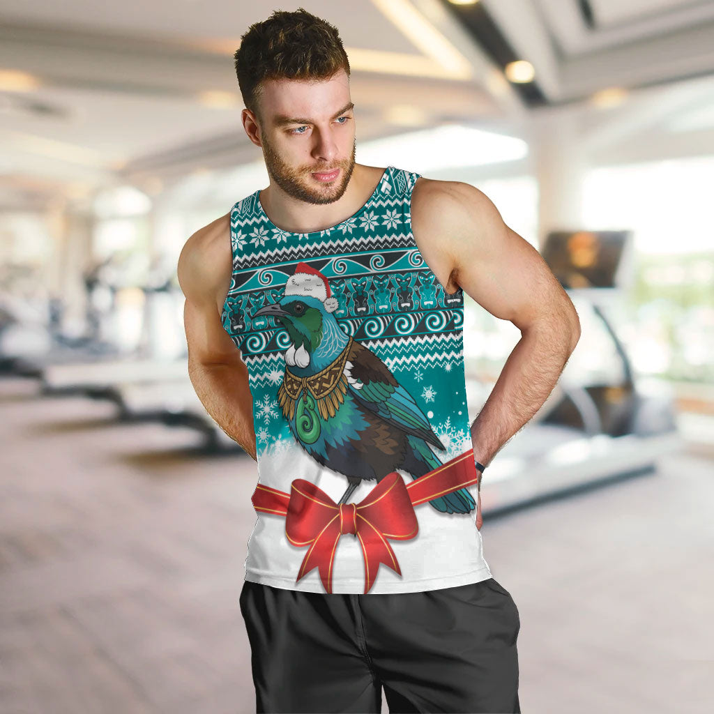 New Zealand Tui Bird Christmas Men Tank Top Maori Inspired Knitted Patterns