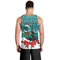 New Zealand Tui Bird Christmas Men Tank Top Maori Inspired Knitted Patterns LT9 - Polynesian Pride