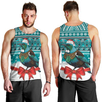 New Zealand Tui Bird Christmas Men Tank Top Maori Inspired Knitted Patterns LT9 - Polynesian Pride