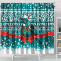 New Zealand Tui Bird Christmas Shower Curtain Maori Inspired Knitted Patterns LT9 - Polynesian Pride