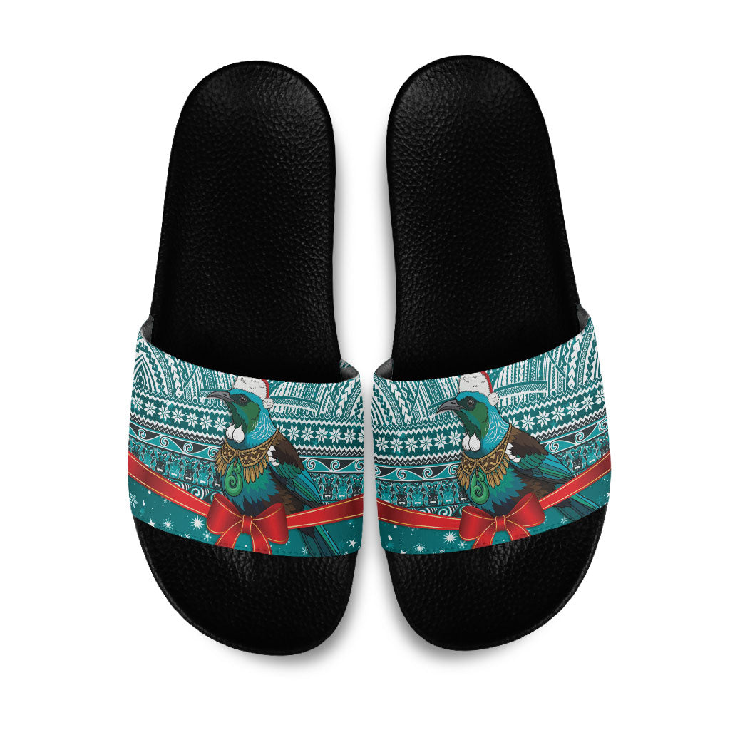 New Zealand Tui Bird Christmas Slide Sandals Maori Inspired Knitted Patterns