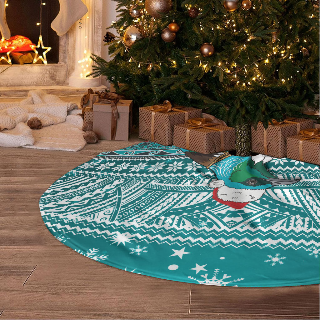 New Zealand Tui Bird Christmas Tree Skirt Maori Inspired Knitted Patterns LT9 - Polynesian Pride