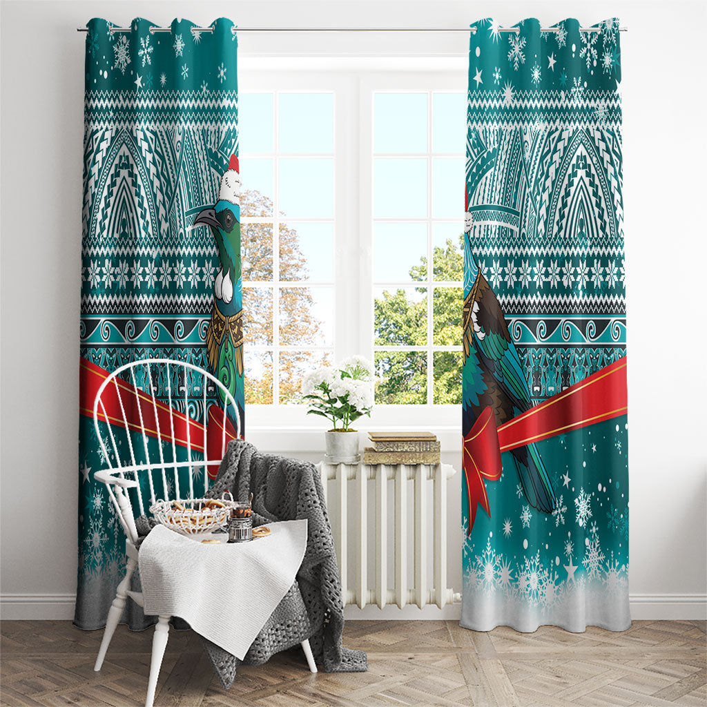 New Zealand Tui Bird Christmas Window Curtain Maori Inspired Knitted Patterns LT9 - Polynesian Pride