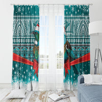New Zealand Tui Bird Christmas Window Curtain Maori Inspired Knitted Patterns LT9 - Polynesian Pride