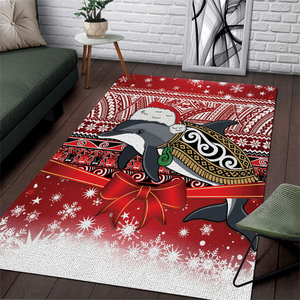 New Zealand Dolphin Terehu Christmas Area Rug Maori Inspired Knitted Patterns