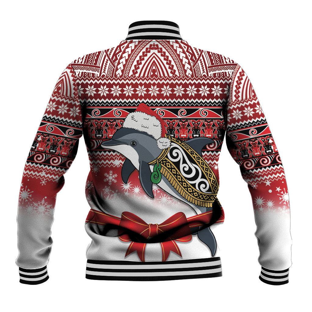 New Zealand Dolphin Terehu Christmas Baseball Jacket Maori Inspired Knitted Patterns LT9 - Polynesian Pride