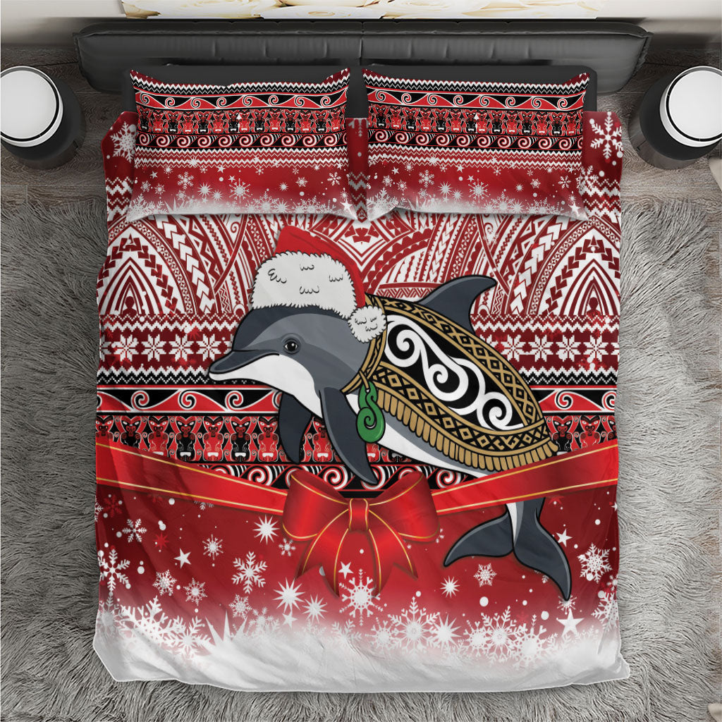 New Zealand Dolphin Terehu Christmas Bedding Set Maori Inspired Knitted Patterns