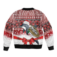 New Zealand Dolphin Terehu Christmas Bomber Jacket Maori Inspired Knitted Patterns LT9 - Polynesian Pride
