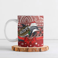 New Zealand Dolphin Terehu Christmas Ceramic Mug Maori Inspired Knitted Patterns LT9 Red - Polynesian Pride