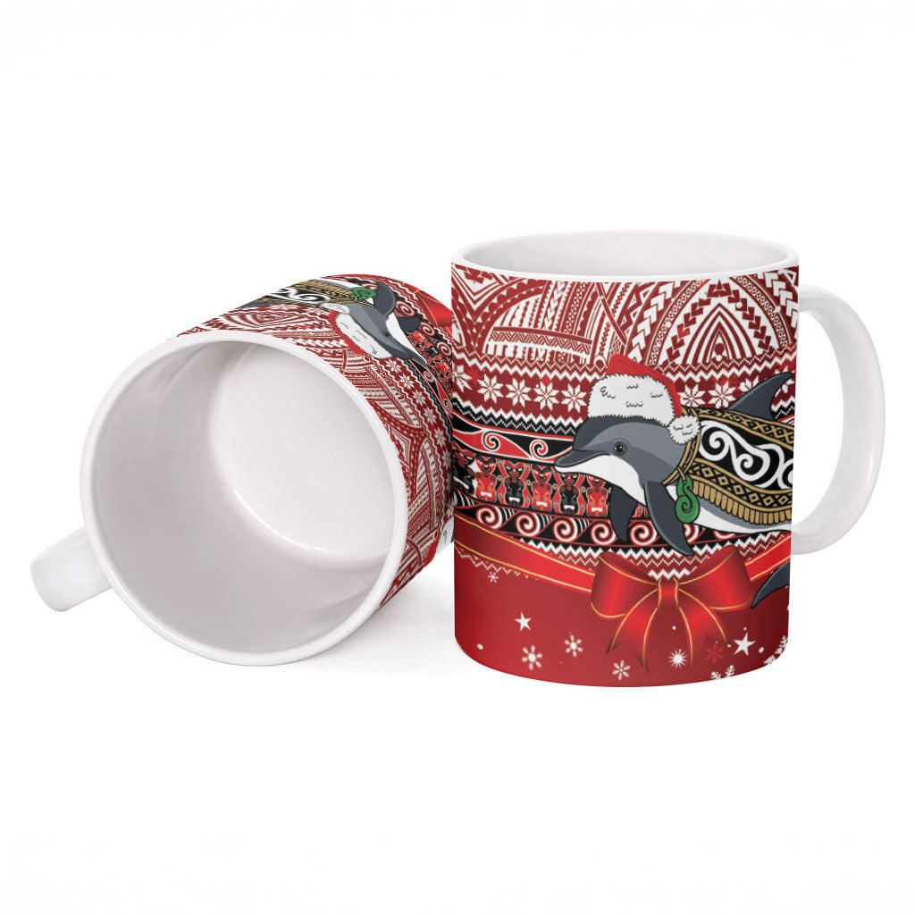 New Zealand Dolphin Terehu Christmas Ceramic Mug Maori Inspired Knitted Patterns LT9 - Polynesian Pride