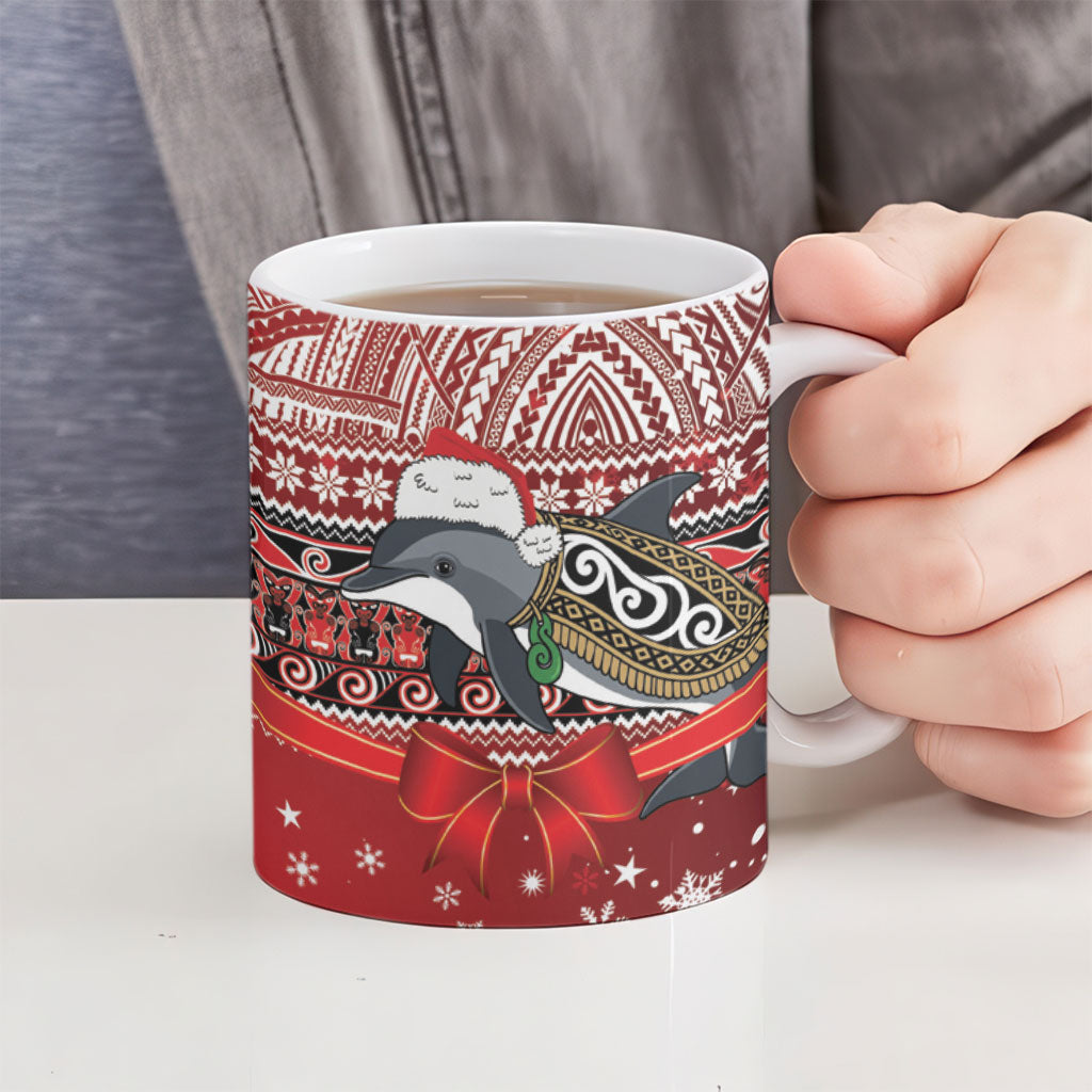 New Zealand Dolphin Terehu Christmas Ceramic Mug Maori Inspired Knitted Patterns LT9 - Polynesian Pride