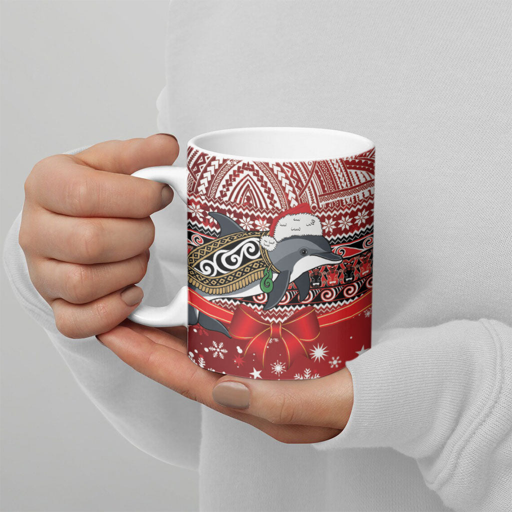 New Zealand Dolphin Terehu Christmas Ceramic Mug Maori Inspired Knitted Patterns LT9 - Polynesian Pride