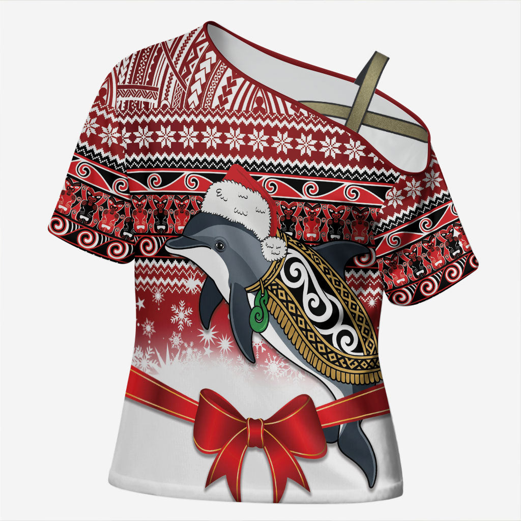 New Zealand Dolphin Terehu Christmas Cross Shoulder Shirt Maori Inspired Knitted Patterns