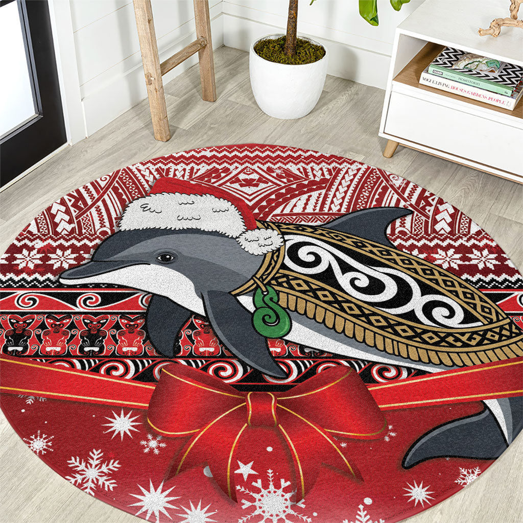 New Zealand Dolphin Terehu Christmas Round Carpet Maori Inspired Knitted Patterns