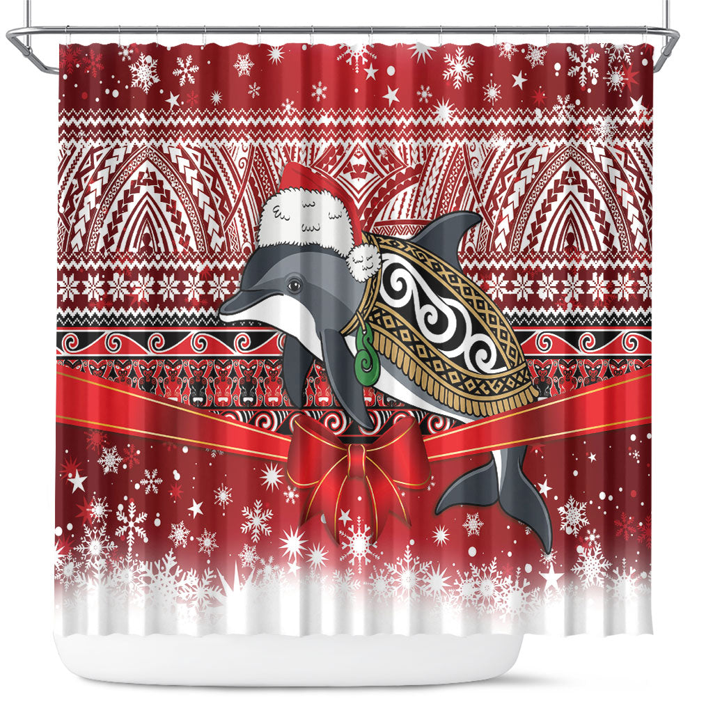 New Zealand Dolphin Terehu Christmas Shower Curtain Maori Inspired Knitted Patterns