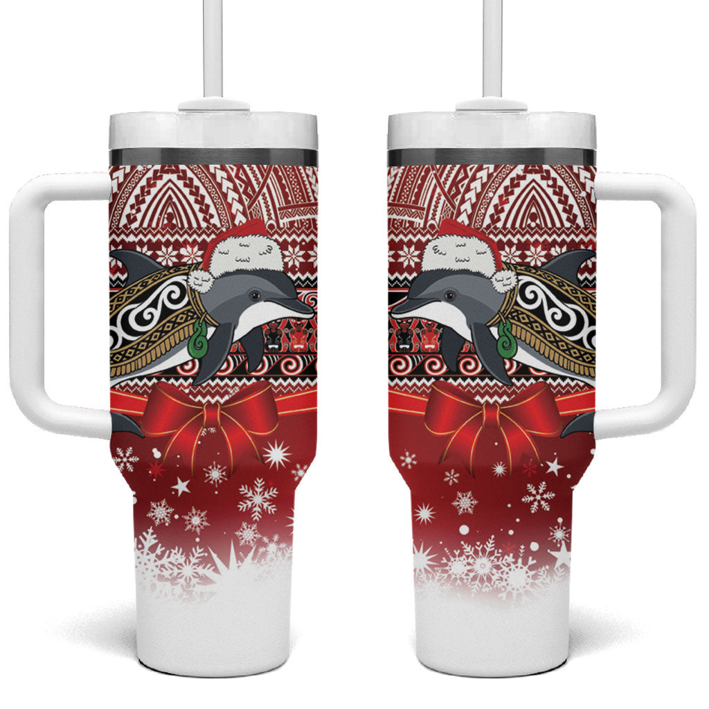 New Zealand Dolphin Terehu Christmas Tumbler With Handle Maori Inspired Knitted Patterns