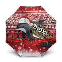 New Zealand Dolphin Terehu Christmas Umbrella Maori Inspired Knitted Patterns LT9 One Size Folded 11.42 inch Opened Diameter 37.4 inch Red - Polynesian Pride