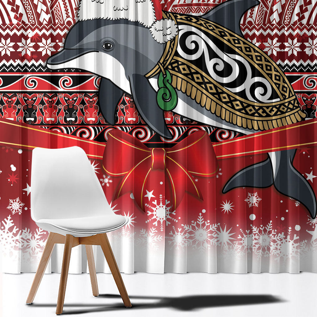 New Zealand Dolphin Terehu Christmas Window Curtain Maori Inspired Knitted Patterns LT9 - Polynesian Pride