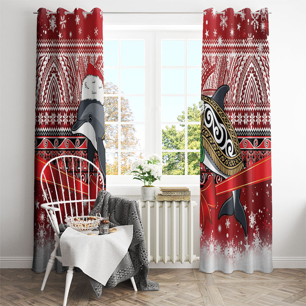 New Zealand Dolphin Terehu Christmas Window Curtain Maori Inspired Knitted Patterns LT9 - Polynesian Pride