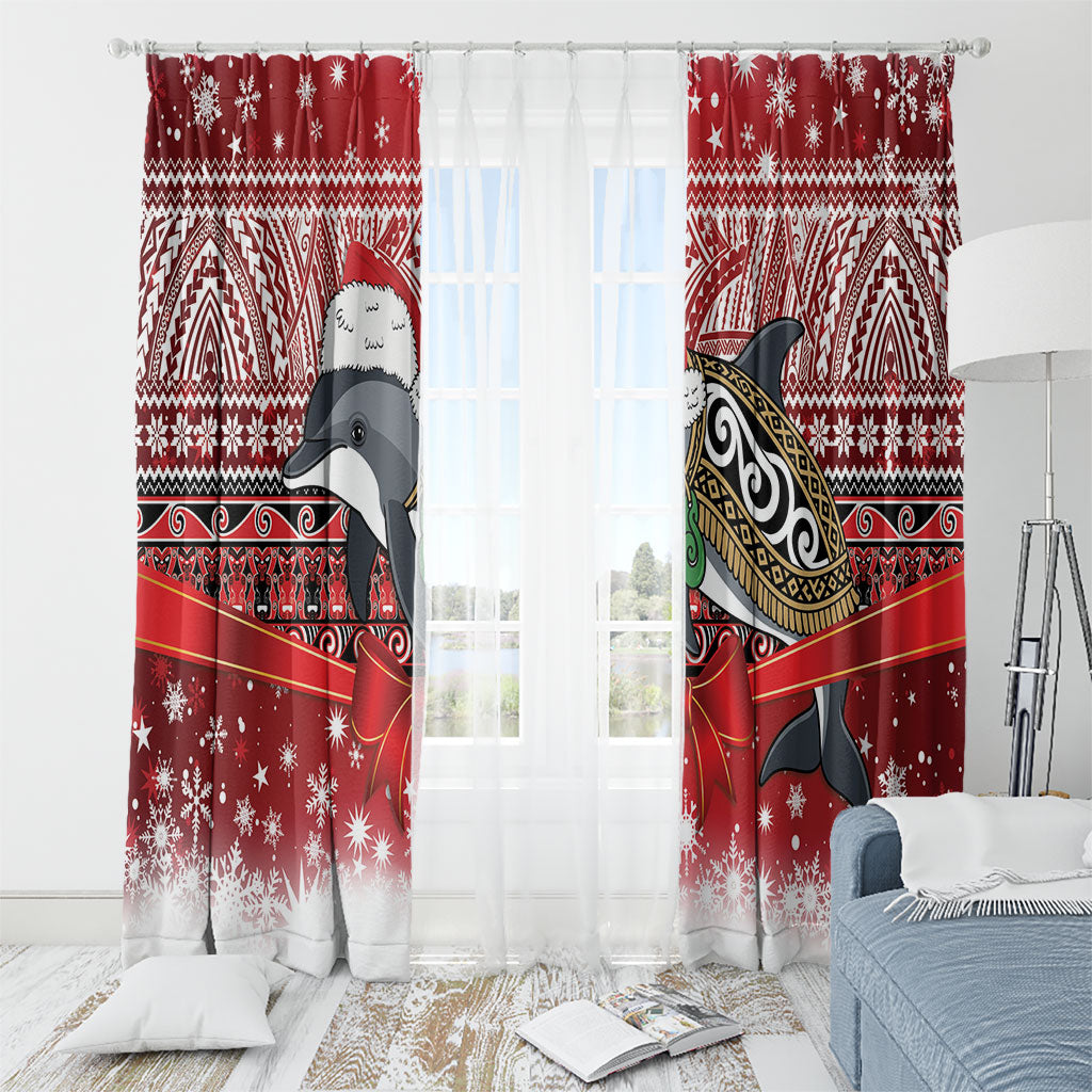 New Zealand Dolphin Terehu Christmas Window Curtain Maori Inspired Knitted Patterns LT9 - Polynesian Pride