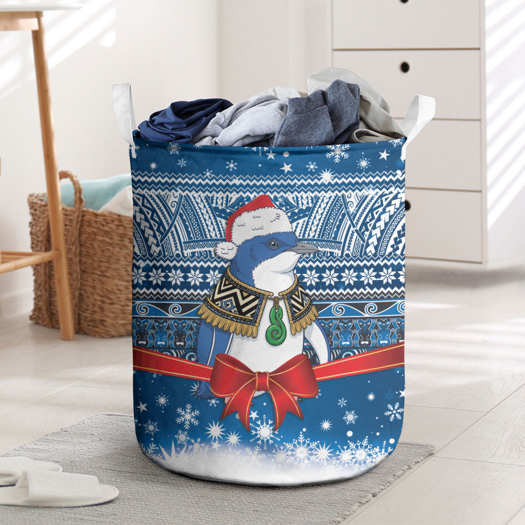 New Zealand Fairy Penguin Korora Christmas Laundry Basket Maori Inspired Knitted Patterns