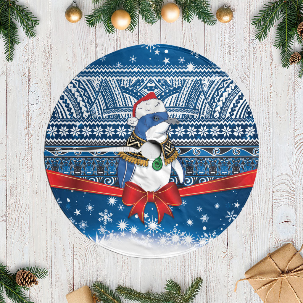 New Zealand Fairy Penguin Korora Christmas Tree Skirt Maori Inspired Knitted Patterns