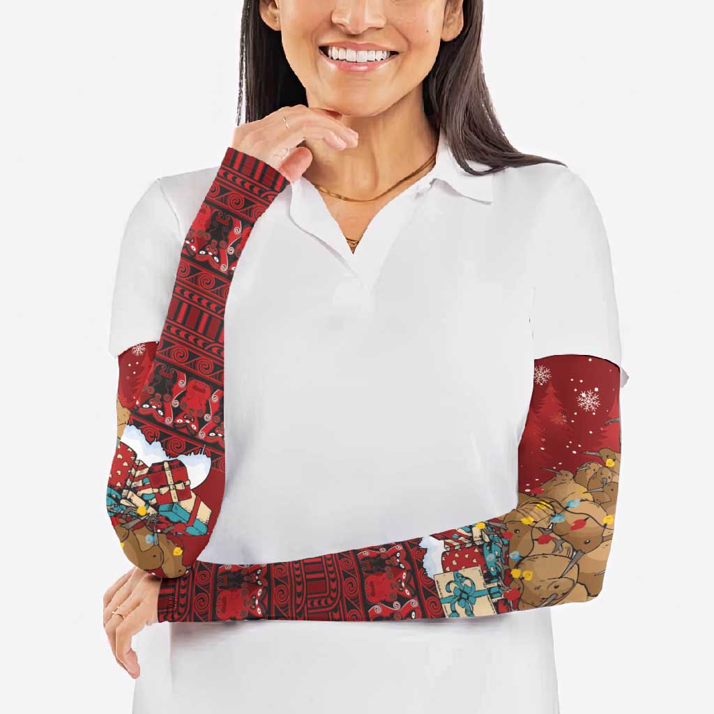Funny Kiwi Bird Xmas Tree Arm Sleeves New Zealand Tribal Christmas Spirit - Polynesian Pride