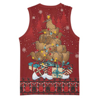 Funny Kiwi Bird Xmas Tree Basketball Jersey New Zealand Tribal Christmas Spirit LT9 - Polynesian Pride