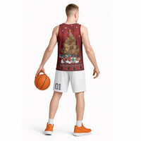 Funny Kiwi Bird Xmas Tree Basketball Jersey New Zealand Tribal Christmas Spirit LT9 - Polynesian Pride