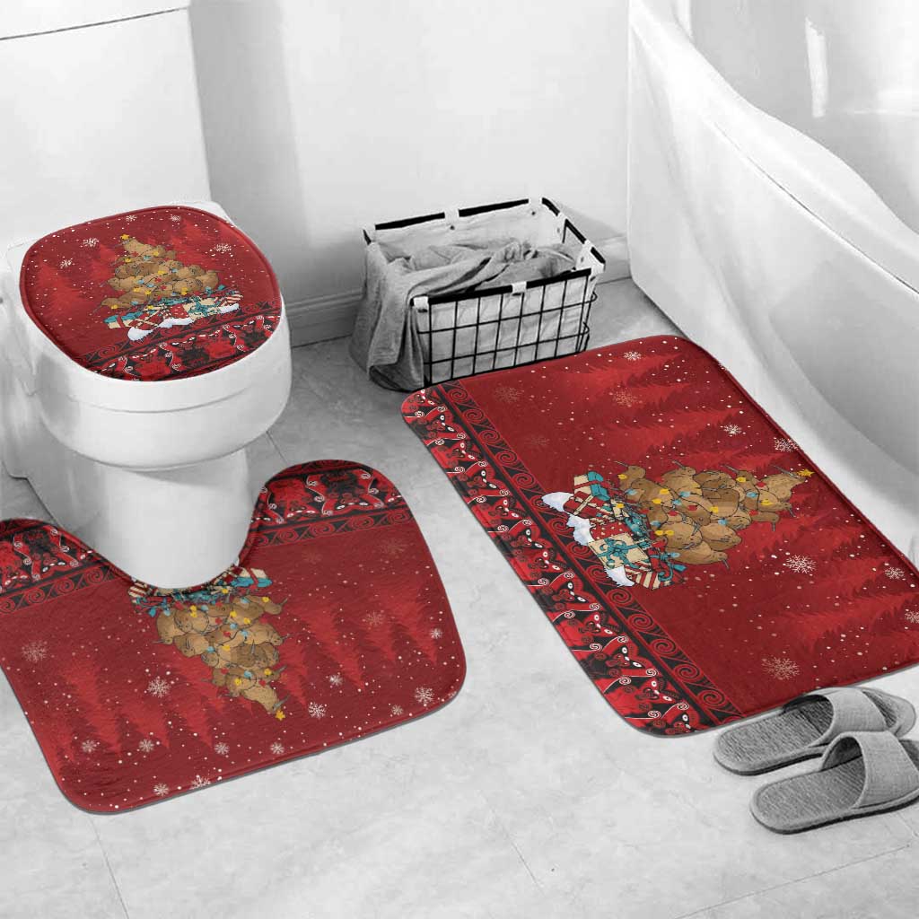 Funny Kiwi Bird Xmas Tree Bathroom Set New Zealand Tribal Christmas Spirit - Polynesian Pride