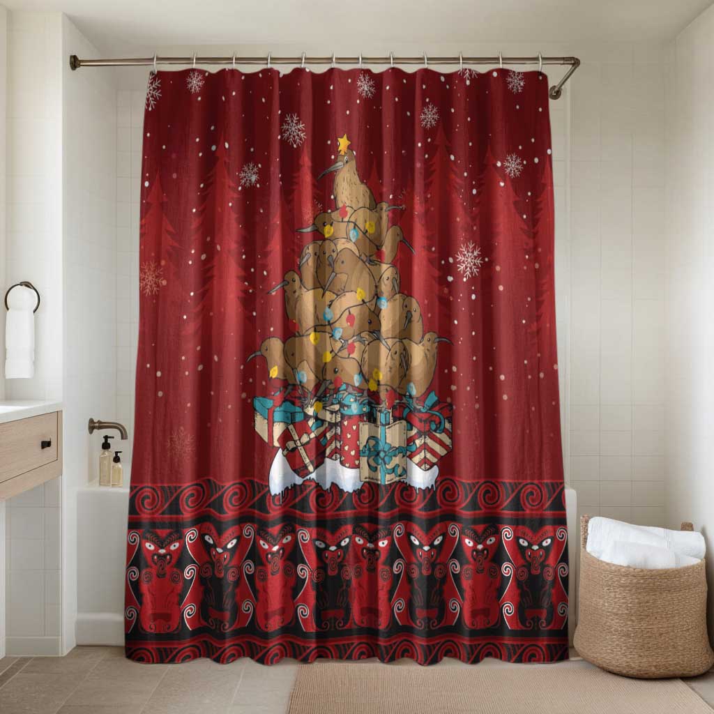 Funny Kiwi Bird Xmas Tree Bathroom Set New Zealand Tribal Christmas Spirit - Polynesian Pride
