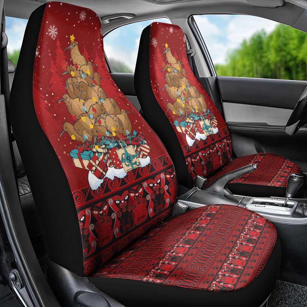 Funny Kiwi Bird Xmas Tree Car Seat Cover New Zealand Tribal Christmas Spirit LT9 - Polynesian Pride