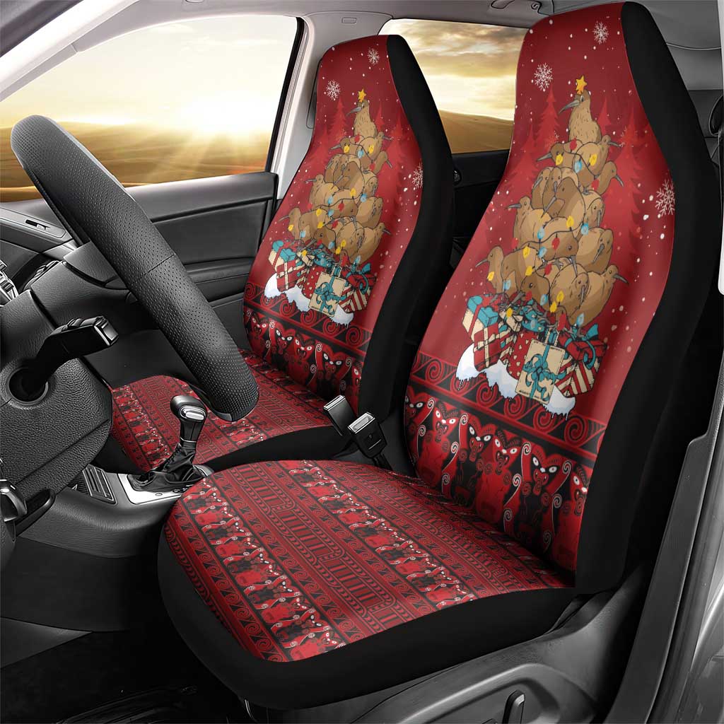 Funny Kiwi Bird Xmas Tree Car Seat Cover New Zealand Tribal Christmas Spirit LT9 - Polynesian Pride