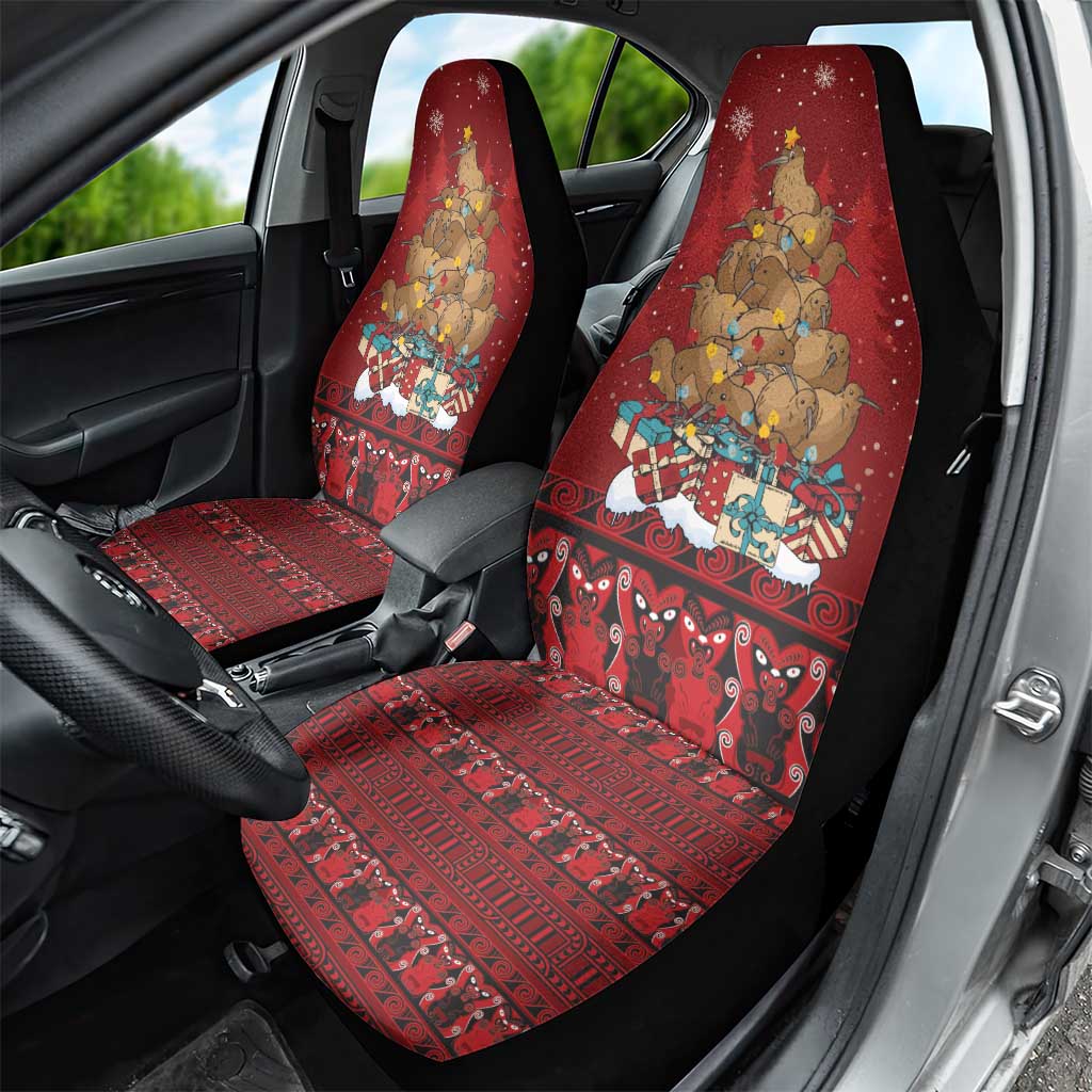 Funny Kiwi Bird Xmas Tree Car Seat Cover New Zealand Tribal Christmas Spirit LT9 - Polynesian Pride