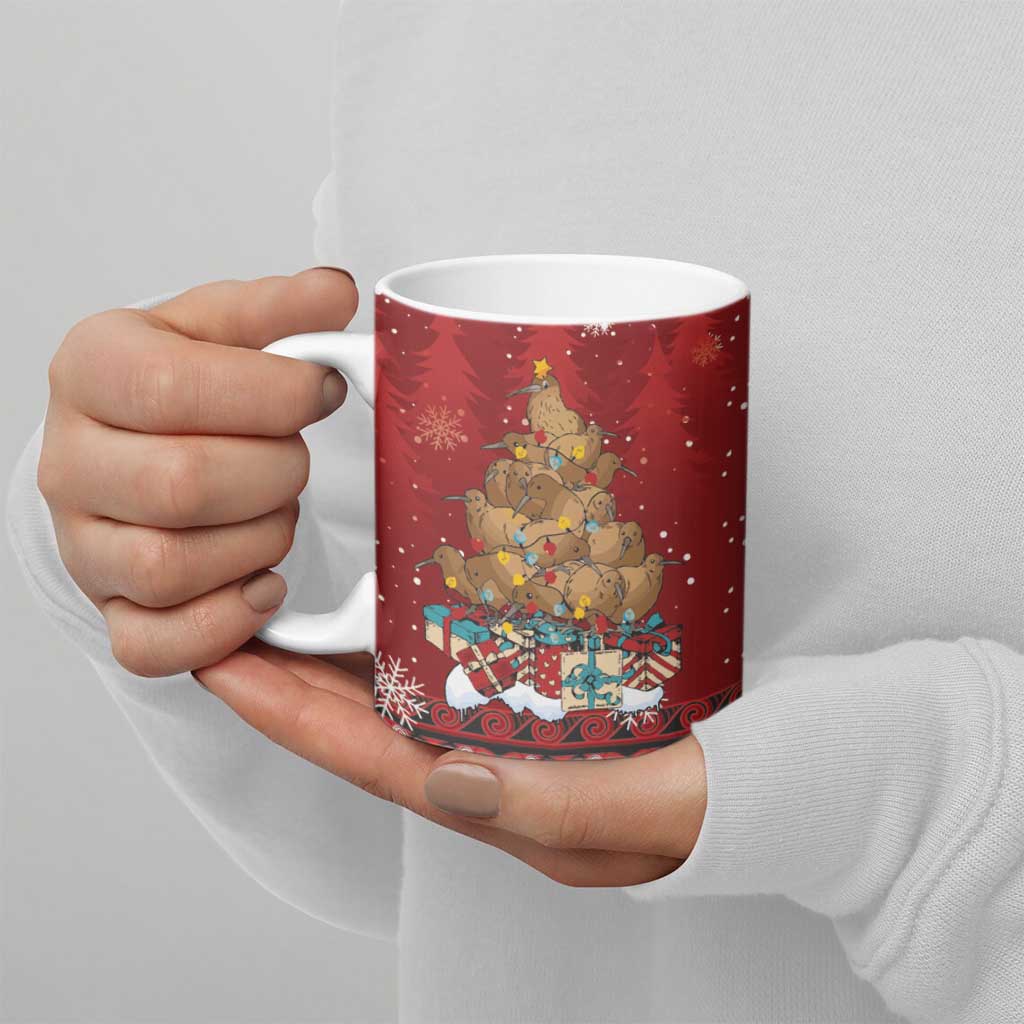 Funny Kiwi Bird Xmas Tree Ceramic Mug New Zealand Tribal Christmas Spirit - Polynesian Pride