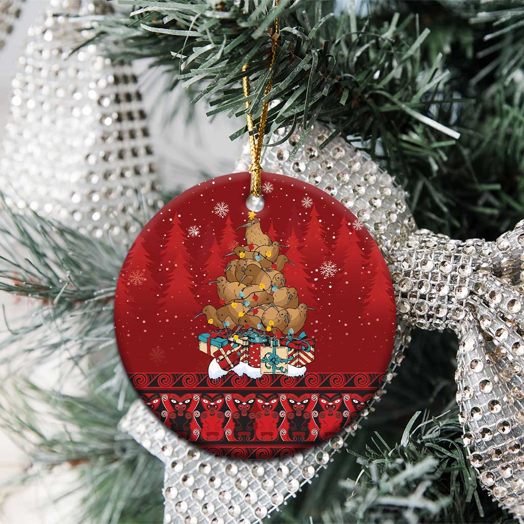 Funny Kiwi Bird Xmas Tree Ceramic Ornament New Zealand Tribal Christmas Spirit - Polynesian Pride