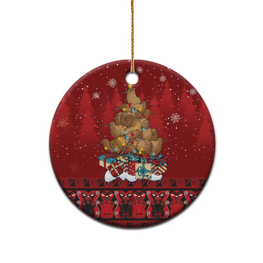 Funny Kiwi Bird Xmas Tree Ceramic Ornament New Zealand Tribal Christmas Spirit - Polynesian Pride