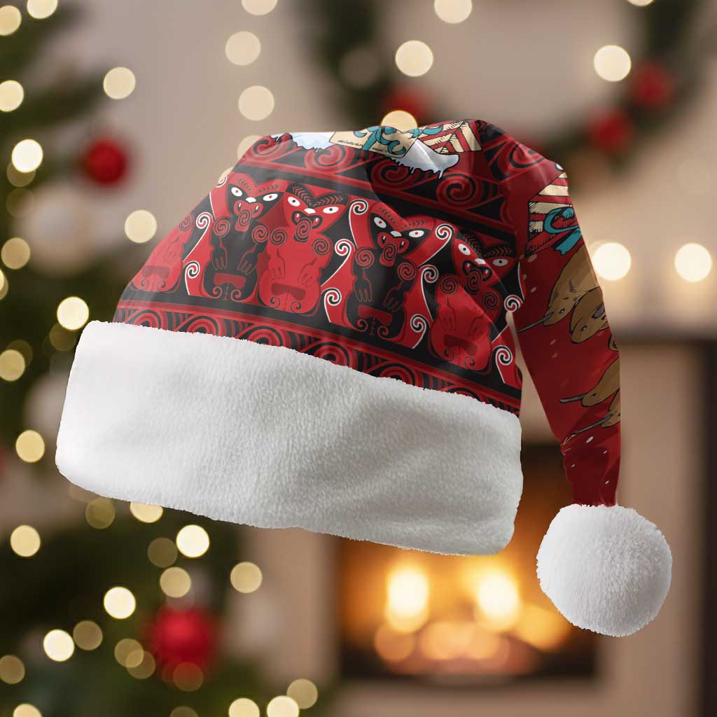 Funny Kiwi Bird Xmas Tree Christmas Santa Hat New Zealand Tribal Christmas Spirit LT9 Without Fur Red - Polynesian Pride