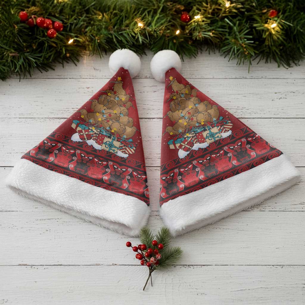 Funny Kiwi Bird Xmas Tree Christmas Santa Hat New Zealand Tribal Christmas Spirit LT9 - Polynesian Pride