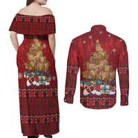 Funny Kiwi Bird Xmas Tree Couples Matching Off Shoulder Maxi Dress and Long Sleeve Button Shirt New Zealand Tribal Christmas Spirit LT9 - Polynesian Pride